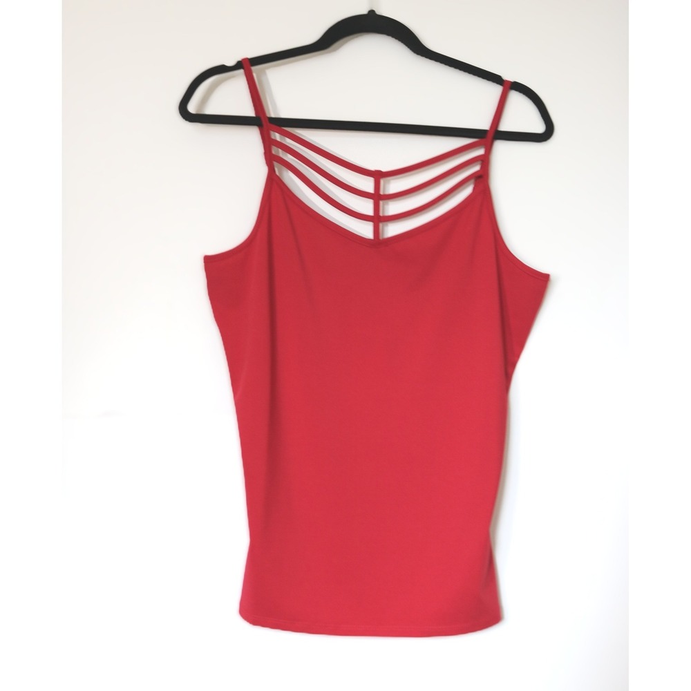 NWT Thalia Sodi Womens Red Cage Neck Strappy Camisole Tank Top Size Medium